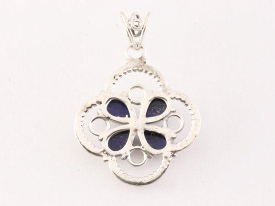 Opengewerkte zilveren hanger met lapis lazuli afbeelding 2