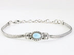 Traditionele zilveren snake armband met larimar afbeelding 1