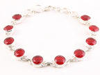 Zilveren schakelarmband met rode chalcedoon afbeelding 1