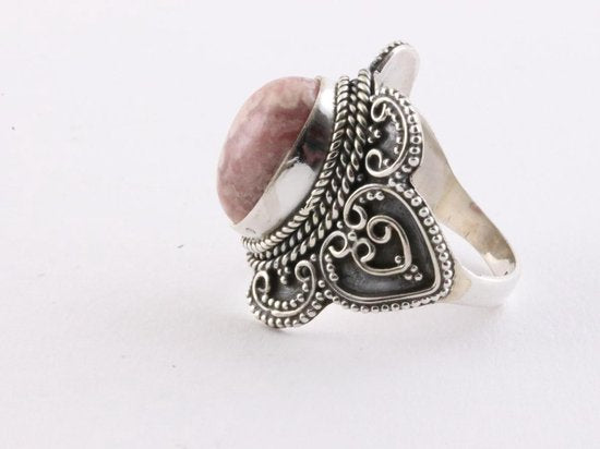 Bewerkte zilveren ring met rhodochrosiet afbeelding 4