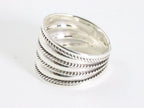 Brede zilveren ring met kabelpatronen afbeelding 2