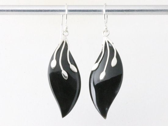 Zilveren oorbellen met onyx afbeelding 3