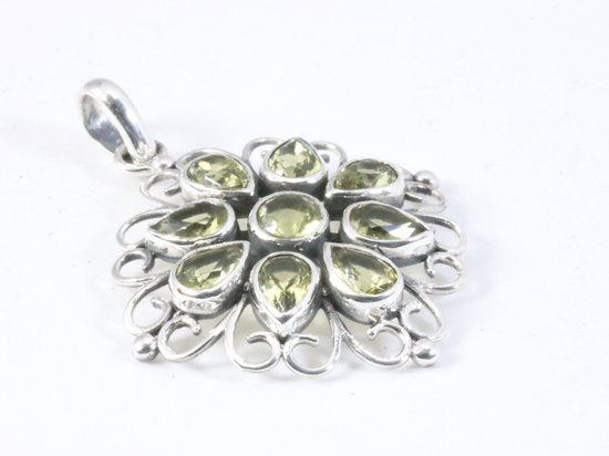 Opengewerkte zilveren hanger met citrien afbeelding 2