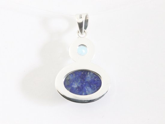 Zilveren hanger met lapis lazuli en blauwe topaas afbeelding 3