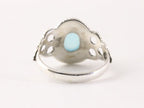 Bewerkte zilveren ring met blauwe chalcedoon afbeelding 3