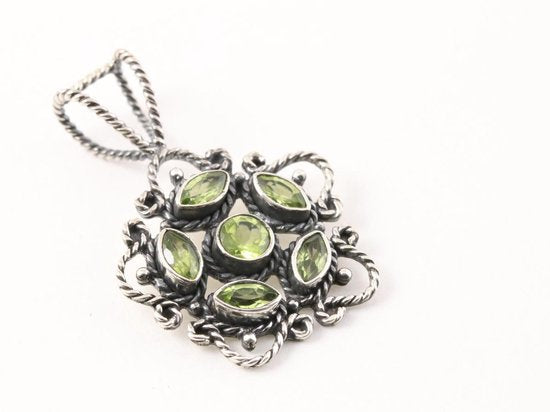 Bewerkte zilveren hanger met lemonkwarts afbeelding 2