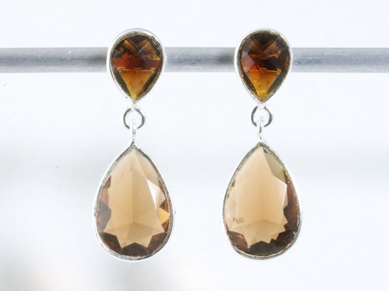 Zilveren oorstekers met rookkwarts afbeelding 4