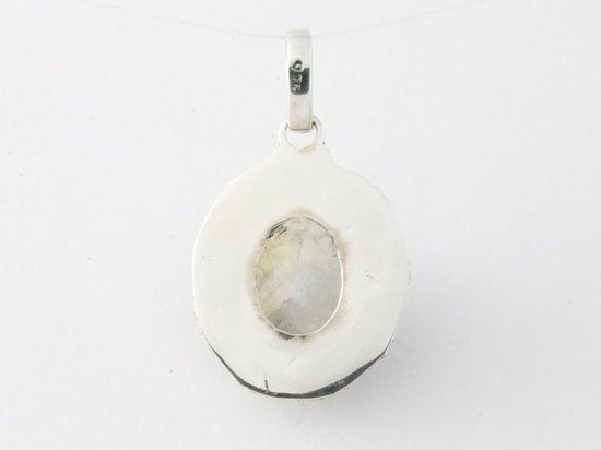 Bewerkte zilveren hanger met regenboog maansteen afbeelding 3