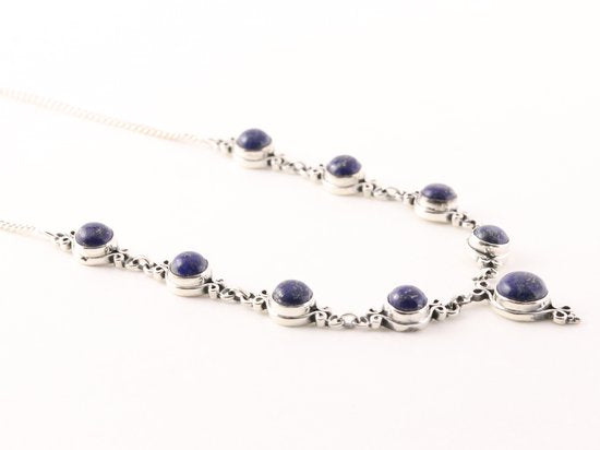 Bewerkte zilveren ketting met lapis lazuli afbeelding 2