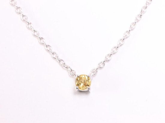 Fijne zilveren anker ketting met citrien afbeelding 1