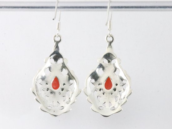 Zilveren oorbellen met carneool en marcasiet afbeelding 3