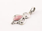 Fijne opengewerkte zilveren hanger met rhodochrosiet aan ketting afbeelding 2