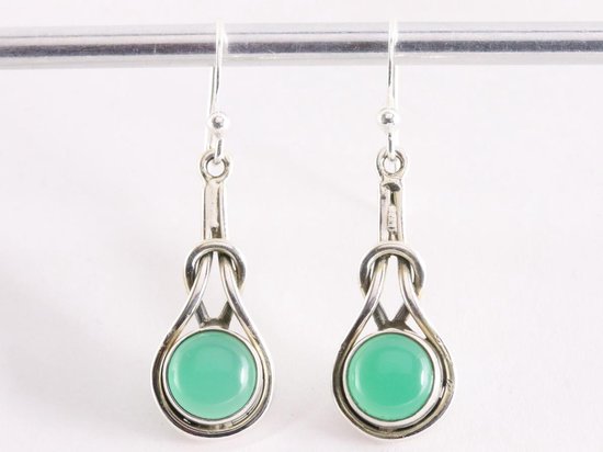 Zilveren oorbellen met groene onyx afbeelding 4