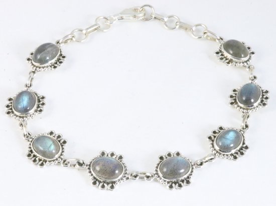 Bewerkte zilveren armband met labradoriet afbeelding 1