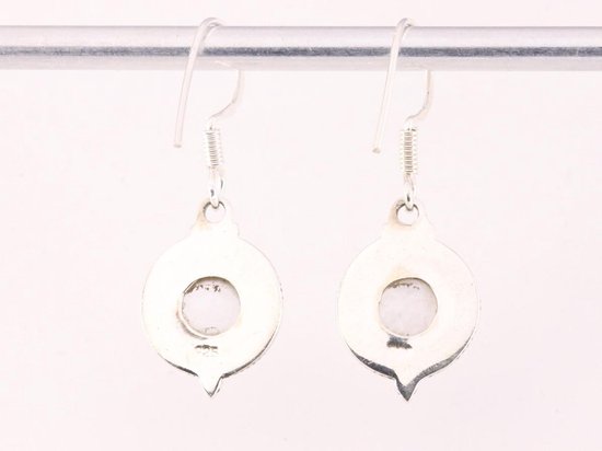 Fijne bewerkte ronde zilveren oorbellen met zoetwater parel afbeelding 3