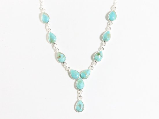 Zilveren ketting met Mohave turkoois afbeelding 1