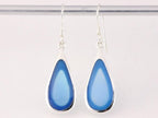 Druppelvormige zilveren oorbellen met blauwe agaat afbeelding 4