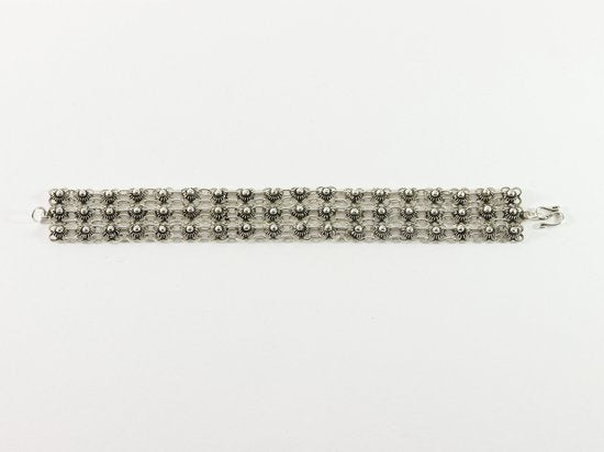Brede zilveren schakelarmband met fijne bewerking afbeelding 4