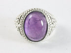 Zware bewerkte zilveren ring met amethist afbeelding 4