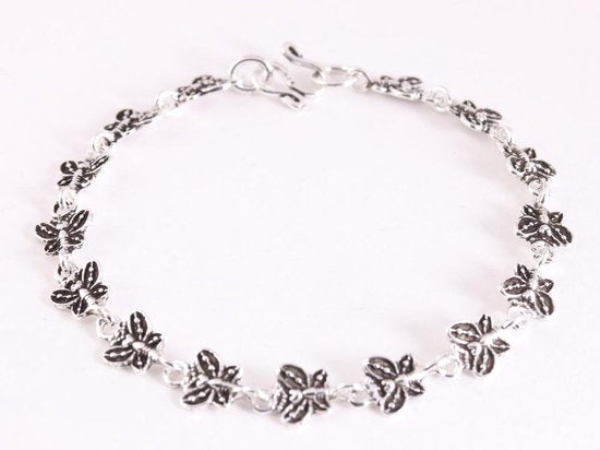 Fijne zilveren armband met vlinders afbeelding 1