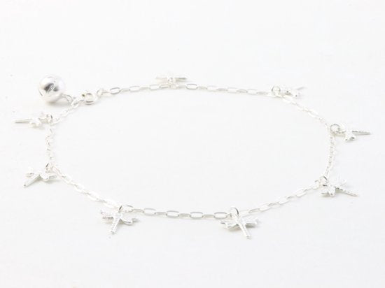 Fijne zilveren enkelband met libelles afbeelding 2