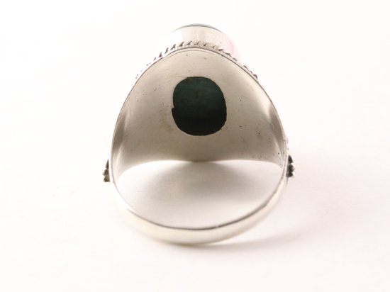 Bewerkte zilveren ring met malachiet afbeelding 3