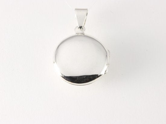 Fijn rond hoogglans zilveren medaillon met onyx afbeelding 2
