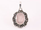 Bewerkte zilveren hanger met rozenkwarts afbeelding 4