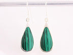 Grote druppelvormige zilveren oorbellen met malachiet afbeelding 4