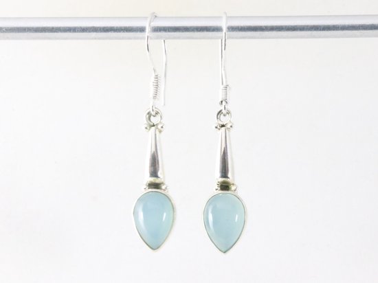 Zilveren oorbellen met aqua chalcedoon afbeelding 3
