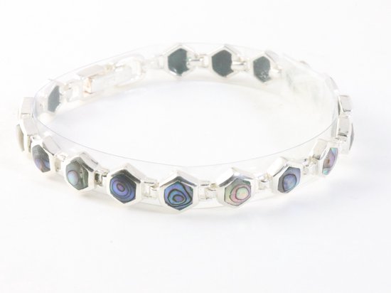 Zilveren armband met abalone schelp afbeelding 2
