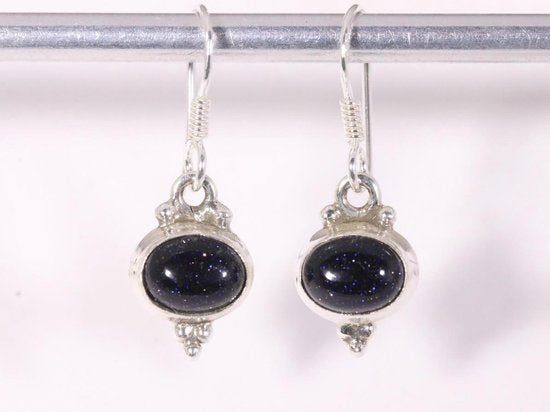 Fijne bewerkte zilveren oorbellen met blauwe zonnesteen afbeelding 4