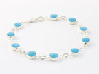 Hoogglans zilveren armband met blauwe turkoois afbeelding 2