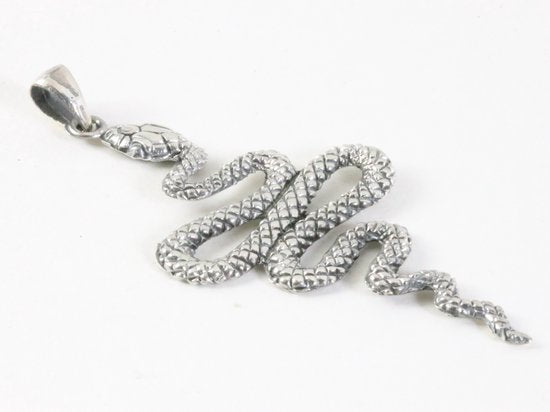 Zilveren slang hanger aan ketting afbeelding 2
