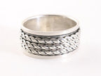 Brede zilveren geluksring met fijne kabelpatronen afbeelding 1