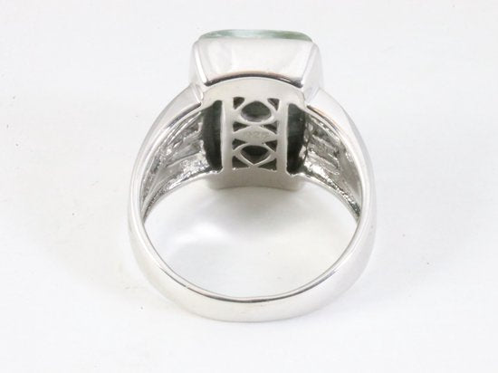 Zware zilveren ring met groene serafiniet afbeelding 3