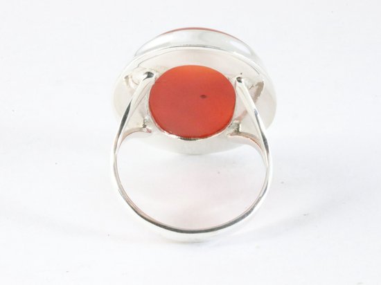 Grote ovale zilveren ring met carneool afbeelding 3