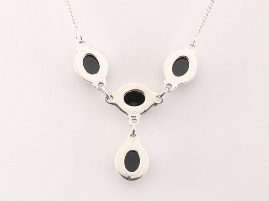 Bewerkte zilveren ketting met onyx afbeelding 3
