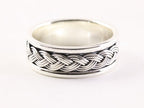 Zware zilveren ring met vlechtmotief afbeelding 1
