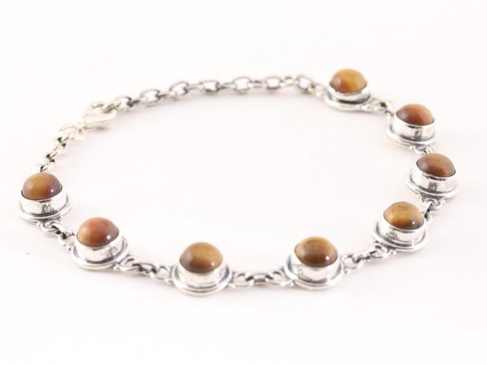 Fijne zilveren armband met tijgeroog afbeelding 2