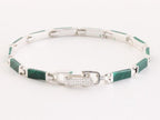 Zilveren schakelarmband met malachiet afbeelding 3