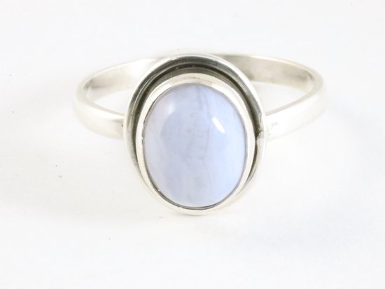 Fijne zilveren ring met blauwe lace agaat afbeelding 4