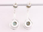 Lange opengewerkte zilveren oorstekers met labradoriet afbeelding 3