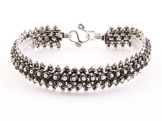 Fijne bewerkte zilveren schakelarmband afbeelding 1