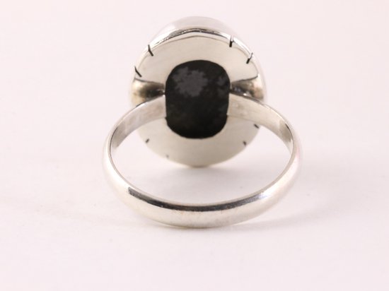 Ovale zilveren ring met sneeuwvlok obsidiaan afbeelding 3