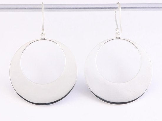 Grote ronde zilveren oorbellen met abalone schelp afbeelding 3