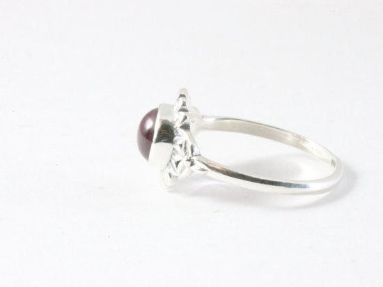 Fijne bewerkte zilveren ring met jade afbeelding 2