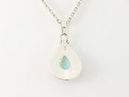 Druppelvormige zilveren hanger met groene turkoois aan ketting afbeelding 3