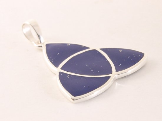 Zilveren triquetra hanger met lapis lazuli afbeelding 2