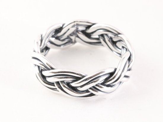 Zware gevlochten zilveren ring afbeelding 2